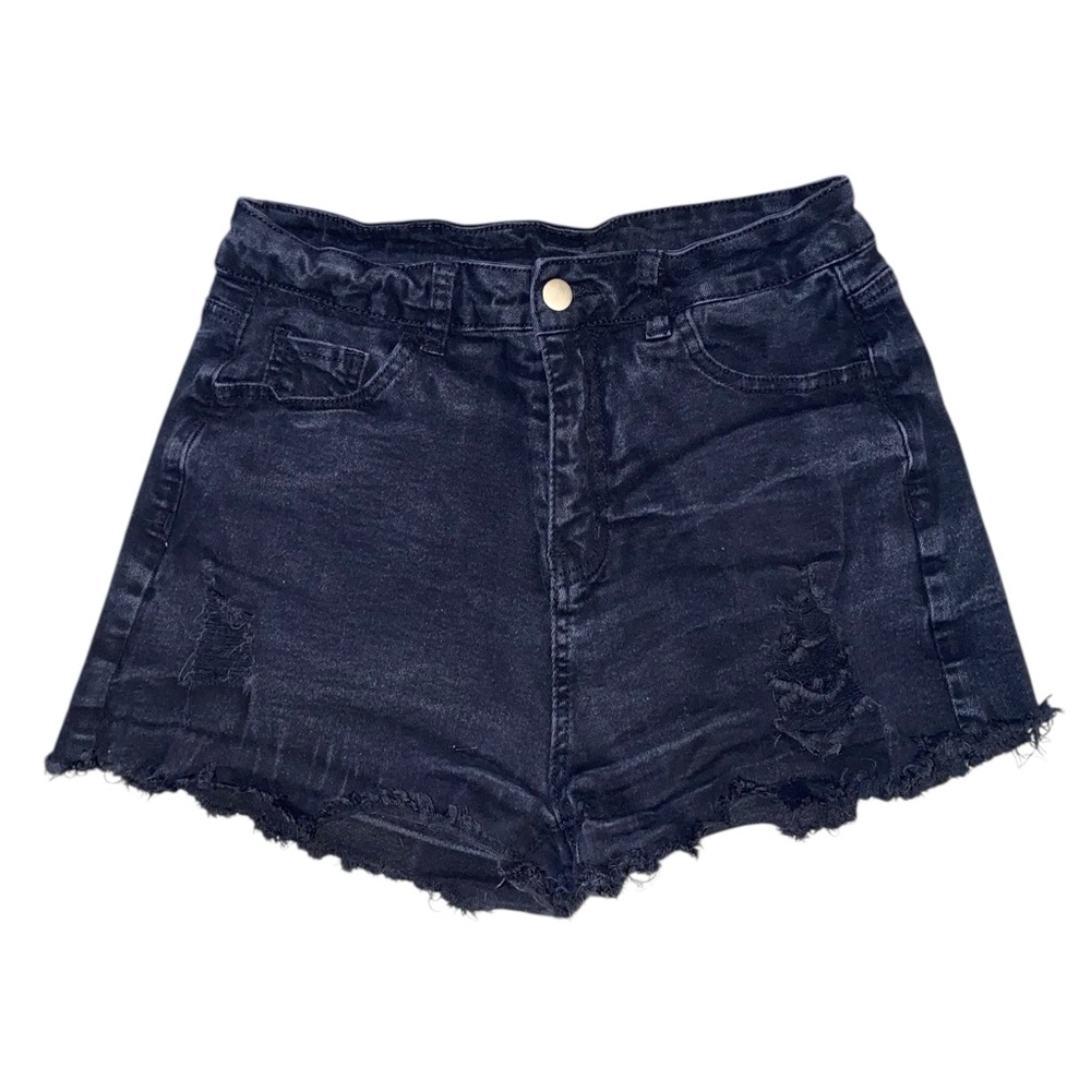 SHEIN Black Distressed Denim Shorts – Size Large